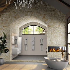 MONDIAZ AIVY 120cm badmeubel Talc, wastafel Talc solid surface rechts zonder kraangat met spiegelkast