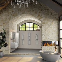 MONDIAZ AIVY 120cm badmeubel Talc, wastafel Talc solid surface dubbel zonder kraangat met spiegelkast