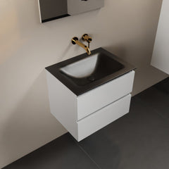 MONDIAZ AIVY 60cm badmeubel Talc, wastafel Urban solid surface midden zonder kraangat