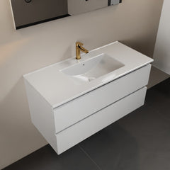 MONDIAZ AIVY 100cm badmeubel Talc, wastafel glanzend wit keramiek midden 1 kraangat
