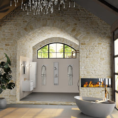 MONDIAZ AIVY 60cm vanity unit Talc, glossy white ceramic basin central 1 tap hole with mirror