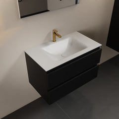 MONDIAZ AIVY 80cm badmeubel Urban, wastafel Talc solid surface midden 1 kraangat met spiegel