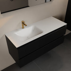 MONDIAZ AIVY 120cm badmeubel Urban, wastafel Talc solid surface links 1 kraangat