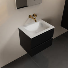 MONDIAZ AIVY 60cm badmeubel Urban, wastafel Talc solid surface midden zonder kraangat