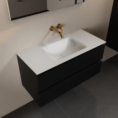 MONDIAZ AIVY 100cm badmeubel Urban, wastafel Talc solid surface midden zonder kraangat