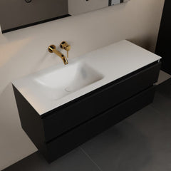 MONDIAZ AIVY 120cm badmeubel Urban, wastafel Talc solid surface links zonder kraangat