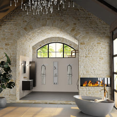 MONDIAZ AIVY 60cm badmeubel Urban, wastafel Talc solid surface midden zonder kraangat met spiegel