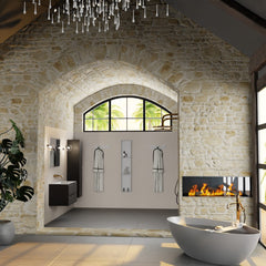 MONDIAZ AIVY 80cm badmeubel Urban, wastafel Talc solid surface midden zonder kraangat met spiegel