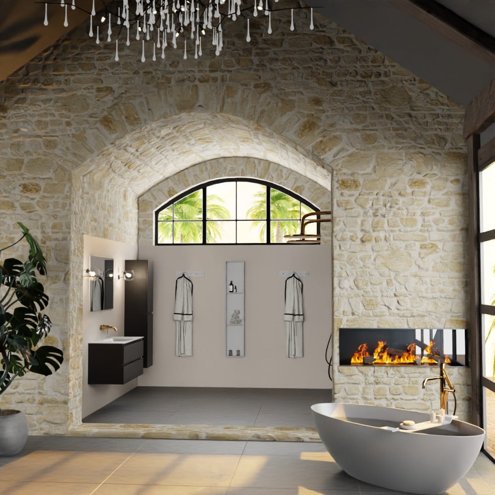 MONDIAZ AIVY 100cm badmeubel Urban, wastafel Talc solid surface midden zonder kraangat
