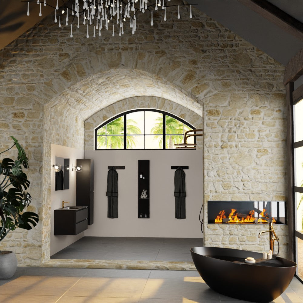 MONDIAZ AIVY 100cm badmeubel Urban, wastafel Urban solid surface midden 1 kraangat met spiegel