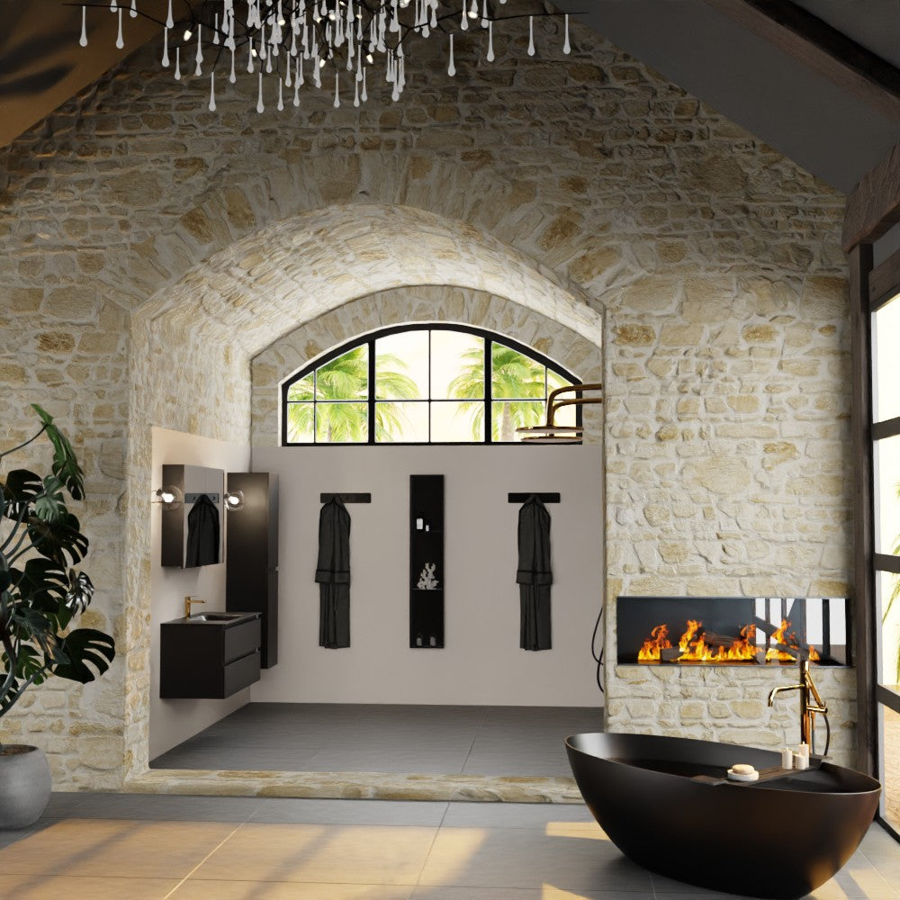 MONDIAZ AIVY 100cm badmeubel Urban, wastafel Urban solid surface midden 1 kraangat met spiegelkast