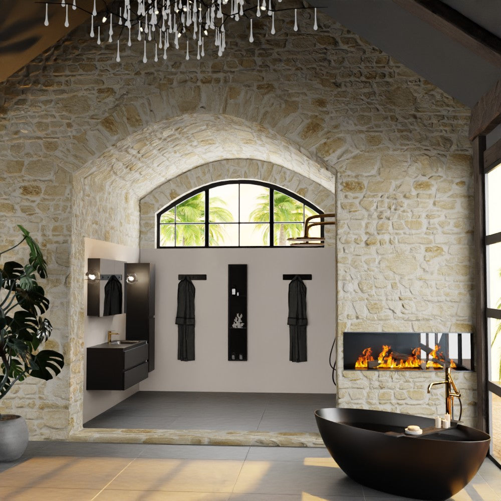 MONDIAZ AIVY 120cm badmeubel Urban, wastafel Urban solid surface rechts 1 kraangat met spiegelkast