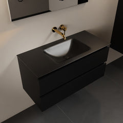 MONDIAZ AIVY 100cm badmeubel Urban, wastafel Urban solid surface midden zonder kraangat