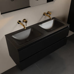 MONDIAZ AIVY 120cm badmeubel Urban, wastafel Urban solid surface dubbel zonder kraangat