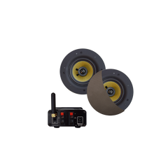 BLUETOOTH AUDIOSYSTEEM (30 WATT / BT4.0 / AUTO-AUX)  MET RUMBA SPEAKERSET (INOX/RVS LOOK), 230V/12V