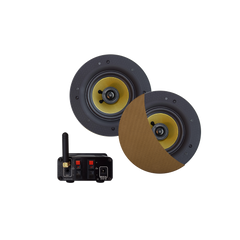 BLUETOOTH AUDIOSYSTEEM (50 WATT / BT4.0 / AUTO-AUX)  MET SAMBA SPEAKERSET (BRUSHED GOLD), 230V/12V