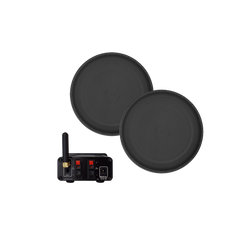 BLUETOOTH AUDIOSYSTEEM (50 WATT / BT4.0 / AUTO-AUX) + JAZZ SAUNA SPEAKERSET (MAT ZWART), 230V/12V