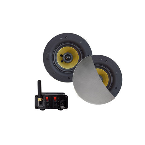 BLUETOOTH AUDIOSYSTEEM (50 WATT / BT4.0 / AUTO-AUX)  MET SAMBA SPEAKERSET (MAT CHROOM), 230V/12V
