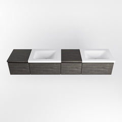 MONDIAZ BUKLA 200cm badmeubel met module 40 rechts kleur Dark Brown met 4 lades. Wastafel CLOUD dubbel 0 kraangaten kleur Talc.
