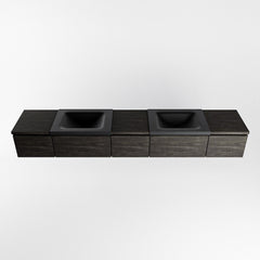MONDIAZ BUKLA 240cm badmeubel met module 40 kleur Dark Brown met 5 lades. Wastafel CLOUD dubbel 0 kraangaten kleur Urban.