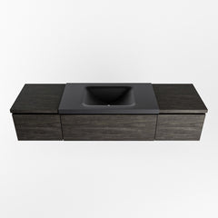 MONDIAZ BUKLA 160cm badmeubel met module 40 kleur Dark Brown met 3 lades. Wastafel CLOUD midden 1 kraangat kleur Urban.