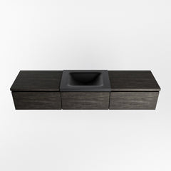MONDIAZ BUKLA 180cm badmeubel met module 60 kleur Dark Brown met 3 lades. Wastafel CLOUD midden 0 kraangaten kleur Urban.