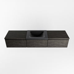 MONDIAZ BUKLA 180cm badmeubel met module 60 kleur Dark Brown met 3 lades. Wastafel CLOUD midden 1 kraangat kleur Urban.