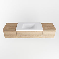 MONDIAZ BUKLA 160cm badmeubel met module 40 kleur Washed Oak met 3 lades. Wastafel CLOUD midden 1 kraangat kleur Talc.