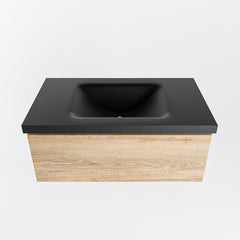 MONDIAZ BUKLA 80cm badmeubel modulair kleur Washed Oak met 1 lade. Wastafel CLOUD midden 1 kraangat kleur Urban.