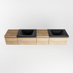 MONDIAZ BUKLA 200cm badmeubel met module 40 rechts kleur Washed Oak met 4 lades. Wastafel CLOUD dubbel 2 kraangaten kleur Urban.