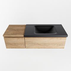 MONDIAZ BUKLA 120cm badmeubel met module 40 kleur Washed Oak met 2 lades. Wastafel CLOUD rechts 1 kraangat kleur Urban.