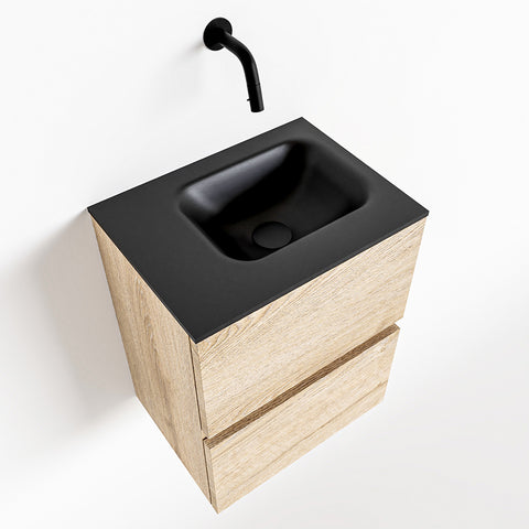 MONDIAZ ADA 40cm toiletmeubel washed oak. LEX wastafel urban positie links. Zonder kraangat
