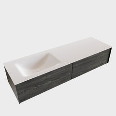 MONDIAZ LUSH 150cm badmeubel antracite 2 lades wastafel CLOUD links 1 kraangat