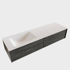 MONDIAZ LUSH 150 badmeubel antracite 2 lades wastafel links geen kraangat