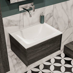 MONDIAZ LUSH 60 badmeubel antracite 1 lade wastafel CLOUD midden geen kraangat