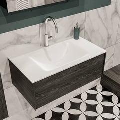 MONDIAZ LUSH 80cm badmeubel antracite 1 lade wastafel CLOUD midden 1 kraangat