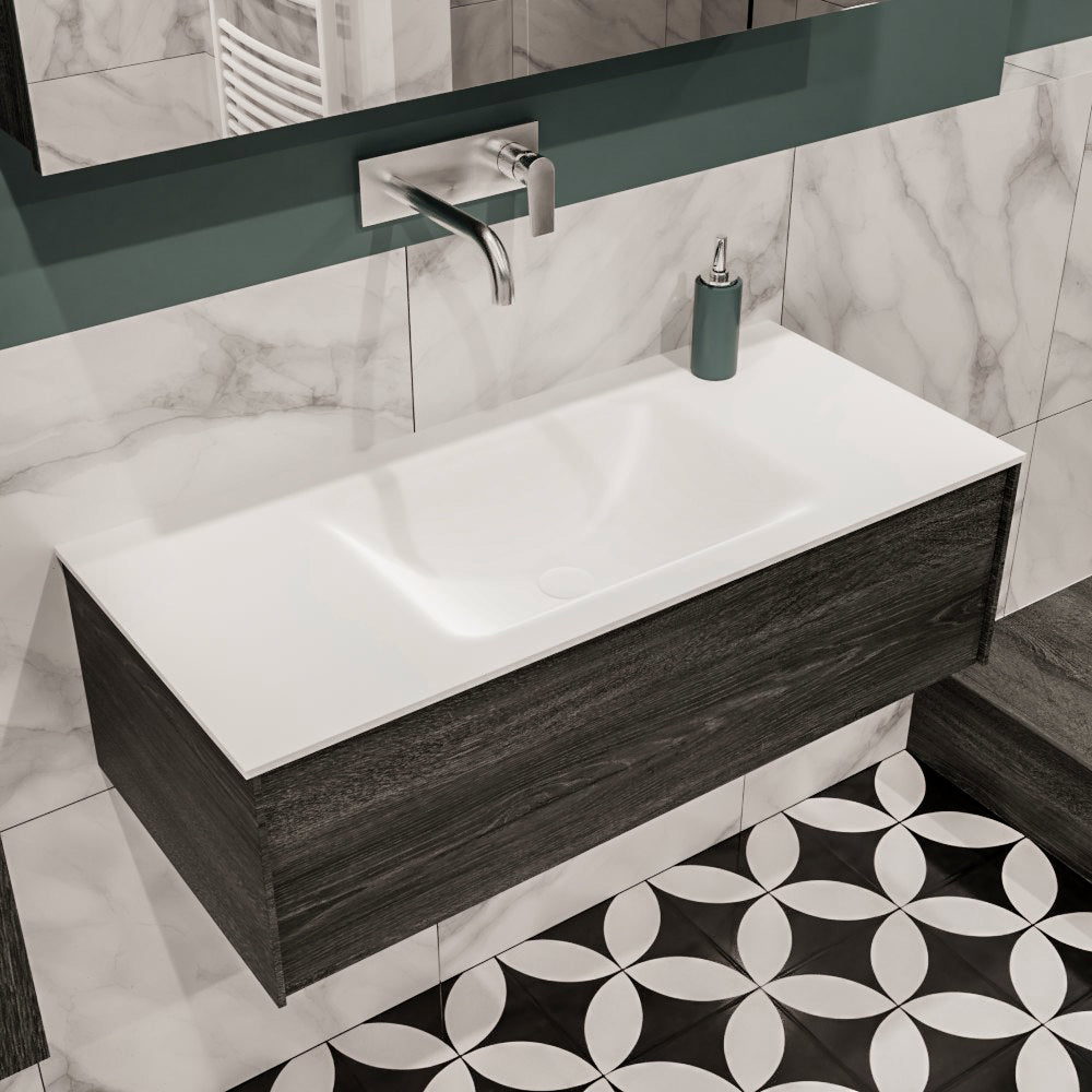 MONDIAZ LUSH 100 badmeubel antracite 1 lade wastafel midden geen kraangat