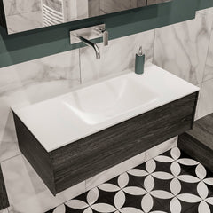 MONDIAZ LUSH 100 badmeubel antracite 1 lade wastafel midden geen kraangat