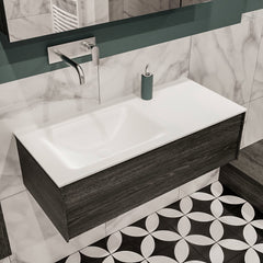 MONDIAZ LUSH 100 badmeubel antracite 1 lade wastafel CLOUD links geen kraangat