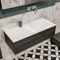 MONDIAZ LUSH 100 badmeubel antracite 1 lade wastafel rechts geen kraangat