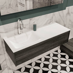 MONDIAZ LUSH 120cm badmeubel antracite 1 lade wastafel CLOUD links 1 kraangat