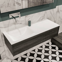 MONDIAZ LUSH 120 badmeubel antracite 1 lade wastafel CLOUD links geen kraangat