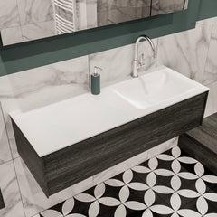 MONDIAZ LUSH 120cm badmeubel antracite 1 lade wastafel CLOUD rechts 1 kraangat