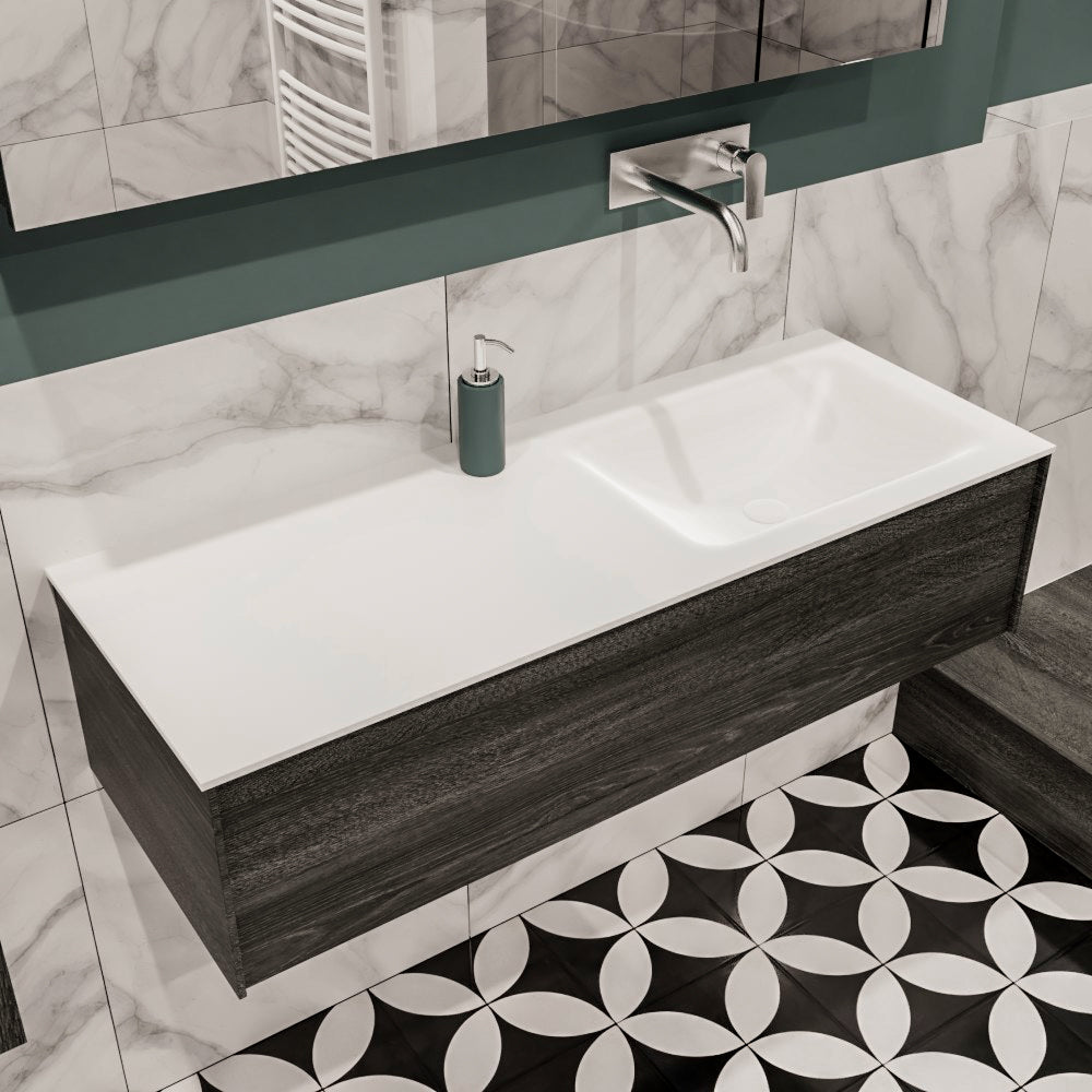 MONDIAZ LUSH 120 badmeubel antracite 1 lade wastafel rechts geen kraangat