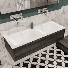 MONDIAZ LUSH 120 badmeubel antracite 1 lade wastafel dubbel geen kraangat