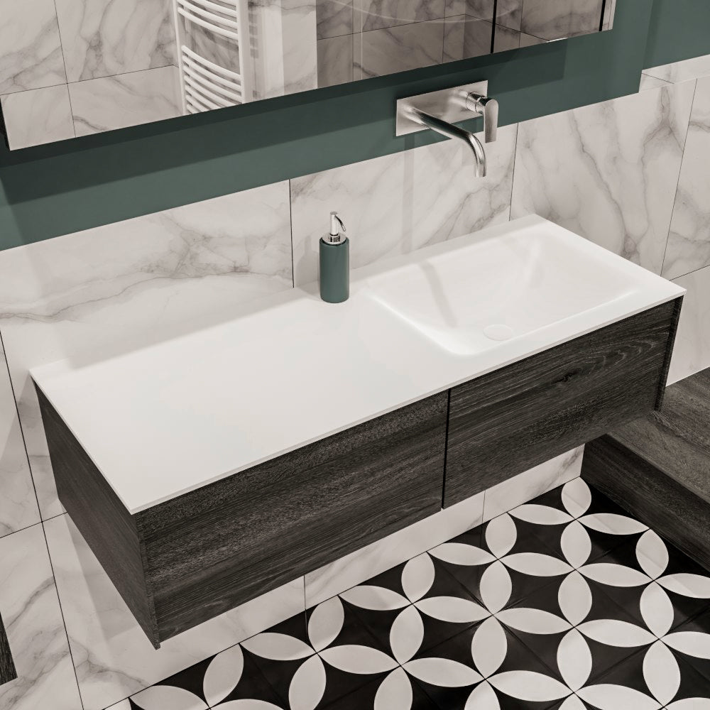 MONDIAZ LUSH 120 badmeubel antracite 2 lades wastafel rechts geen kraangat