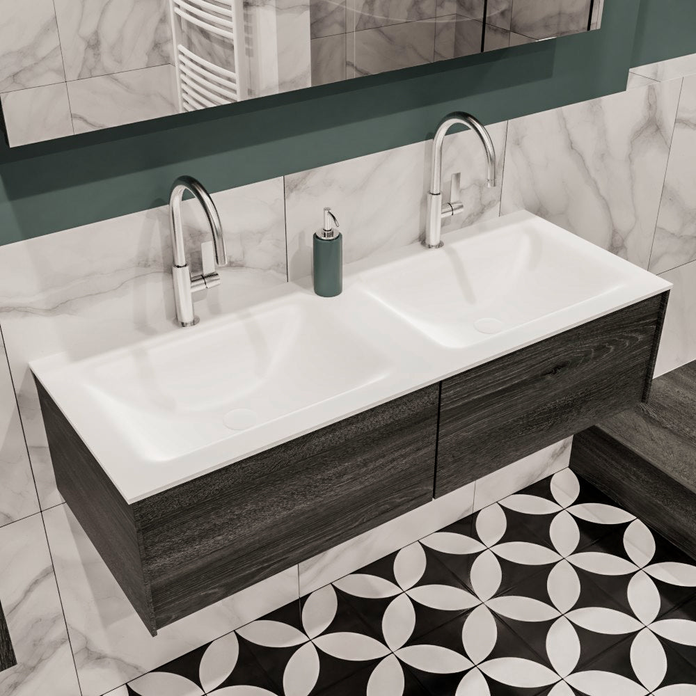 MONDIAZ LUSH 120 badmeubel antracite 2 lades wastafel dubbel 2 kraangaten