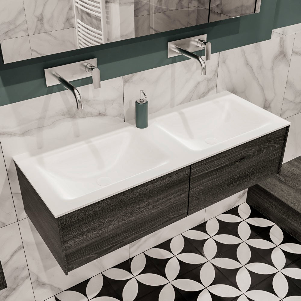 MONDIAZ LUSH 120 badmeubel antracite 2 lades wastafel dubbel geen kraangat