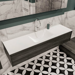 MONDIAZ LUSH 150cm badmeubel antracite 1 lade wastafel CLOUD midden 1 kraangat