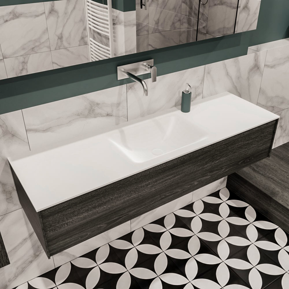 MONDIAZ LUSH 150 badmeubel antracite 1 lade wastafel midden geen kraangat